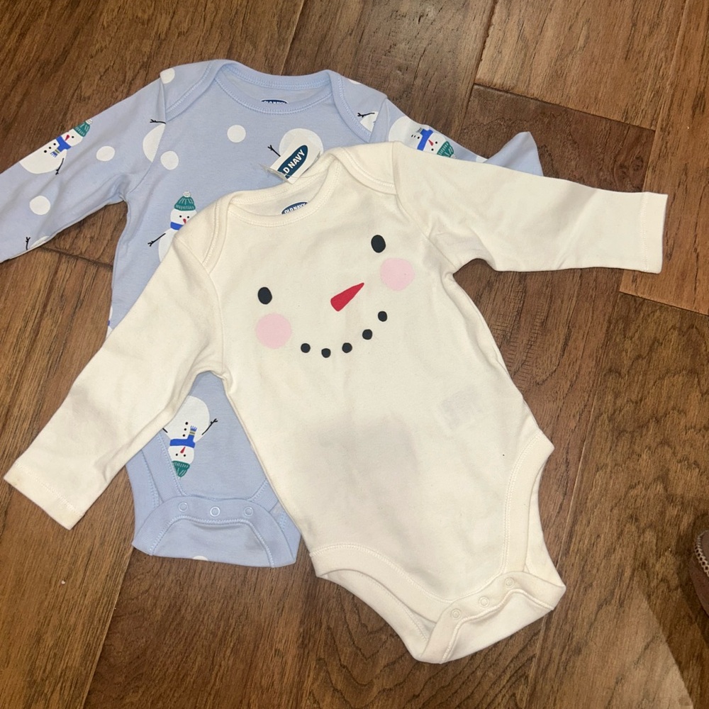 Old Navy Snowman Bodysuit Set - Blue and White